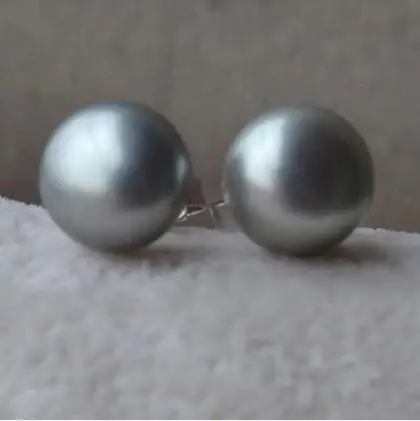 Идеальные жемчужные ювелирные изделия, AAA 8,5-9 мм пресноводного серого жемчуга Серьги гвоздики, 925 серебряные ювелирные изделия, свадебные серьги