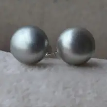 Идеальные жемчужные ювелирные изделия, AAA 8,5-9 мм пресноводного серого жемчуга Серьги гвоздики, 925 серебряные ювелирные изделия, свадебные серьги
