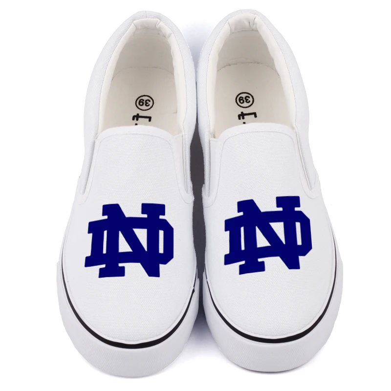 

Go Irish Letter Printed Canvas Shoes Loafers Custom America Notre Dame College Students Casual Flats Leisure Slip On Zapatos
