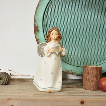 

American Country Rural Retro Hold The Star Angel Decor Gazebo Home Living Room Garden Cafe Decor Ornament M1875