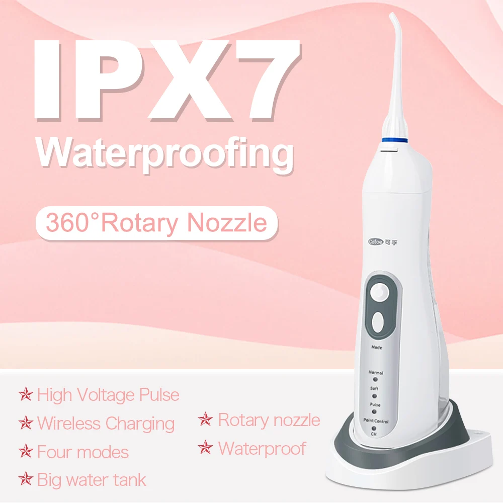 Cofoe Electric Dental Floss Portable Water Flosser USB Rechargeable Oral Irrigator Cleaning Tooth Mouth  IPX7 waterproof Floss