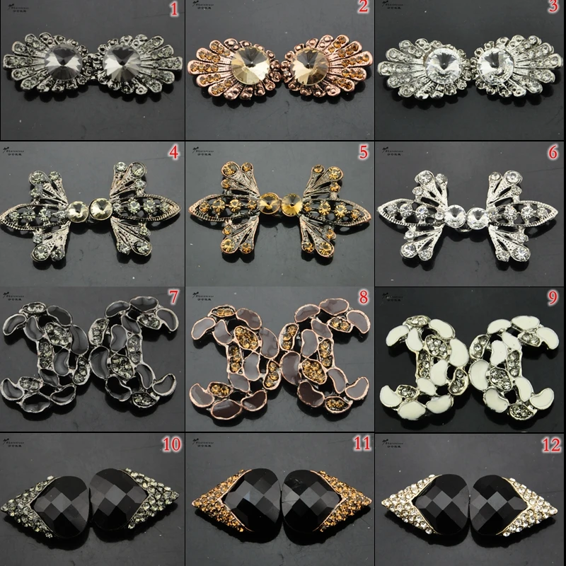 

50mm55mm70mm57mm High grade metal rhinestone buckles buttons for fur coats and garment and coat clothes,black copper white gray