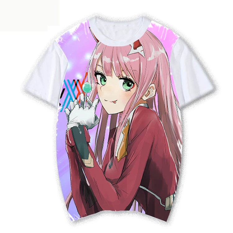 Футболки для косплея аниме ICHIGO ZERO TWO Повседневные Дышащие футболки
