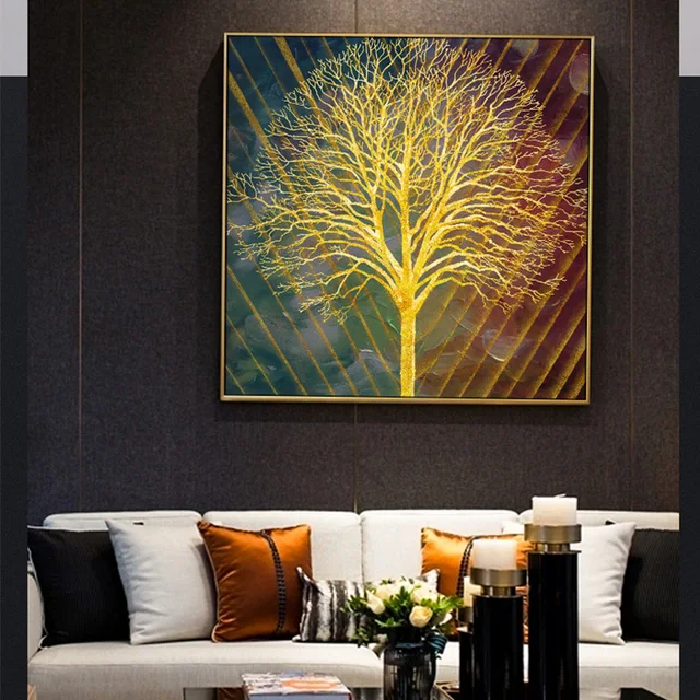Buy Abstract Gold Tree Canvas Painting Wall Pictures