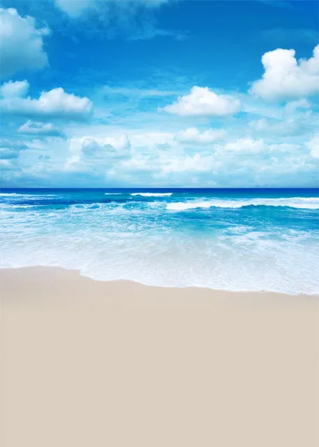 Customize Vinyl blue sky white clouds sea beach