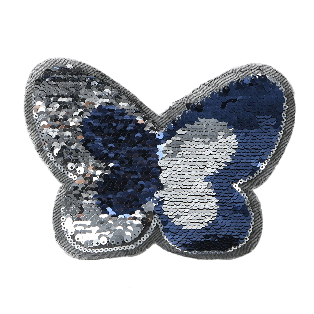

NEW Blue/Pink Coat Sweater Embroidered Paillette Patch Applique Butterfly Reversible Sequins Sew On Patch for clothes DIY Crafts