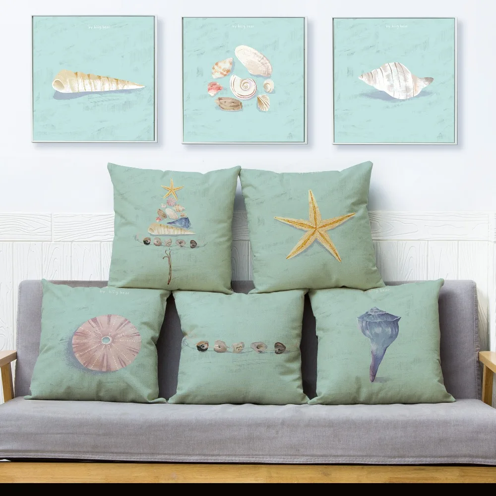 

Nordic Style Sea Beach Starfish Conch Shell Square Cushion Cover Throw Pillow Case Living Room Great Gift for Friend Pillowcase