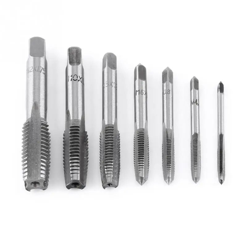 

7PCS/Set HSS M3 M4 M5 M6 M8 M10 M12 Machine Straight Fluted Screw Thread Metric Plug Hand Tap Drill Set Hand Tools
