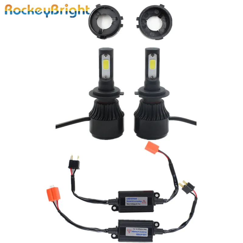 

Rockeybright 1set Car LED Headlight Bulb Fog Light and 2xH7 led adapter holders For VW Golf6 72W 8000LM with 2xH7 led cancellers