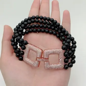 

8'' 4 Strands Round Black Onyx Bracelet