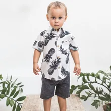 Одежда для маленьких мальчиков ясельного возраста рубашка блузка Топы с короткими рукавами и принтом ананаса