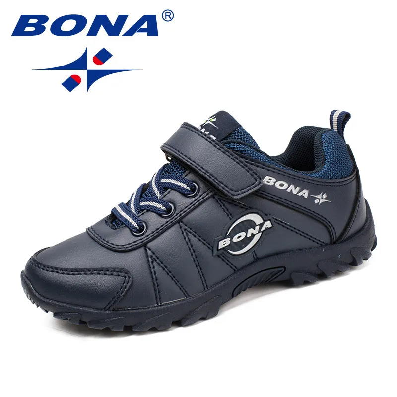 BONA/ классический стиль; детская повседневная обувь на липучке; обувь для мальчиков; уличные кроссовки для бега; удобные мягкие кроссовки; - Цвет: DEEP BLUE