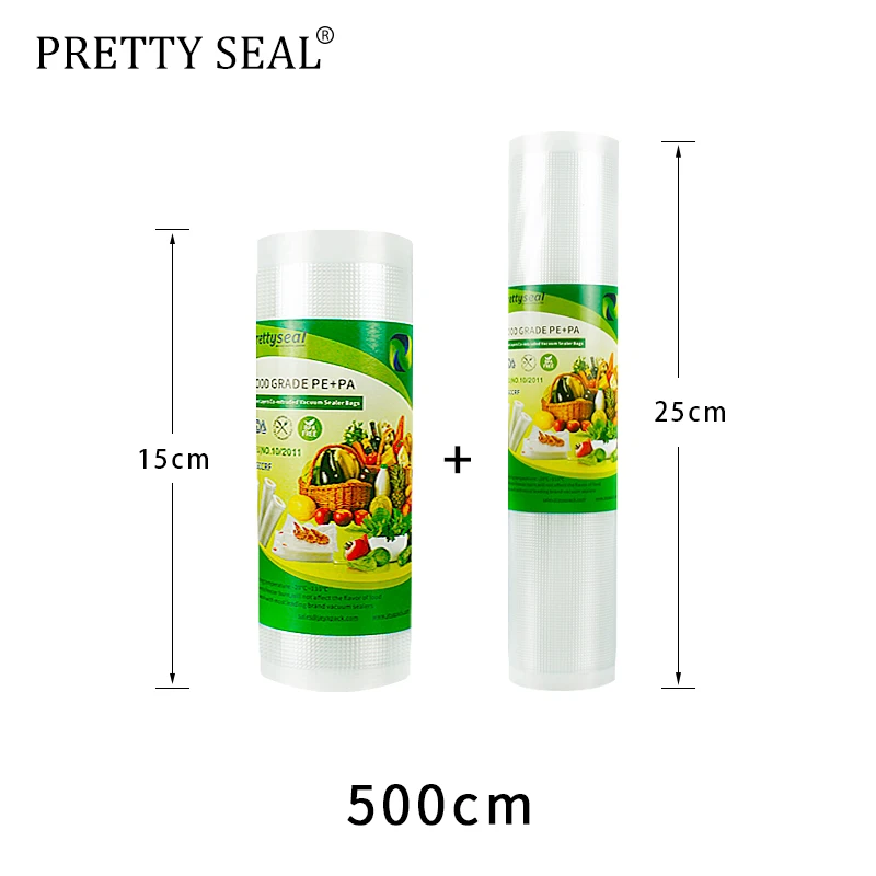 

PRETTYSEAL Vacuum Bags for Vacuum Packer15*5m+25*5m Storage Bag for Food Vacuum Sealer Fresh Food Packing Packaging plastic wrap