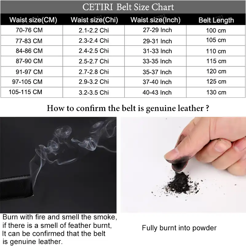 Belt Size 110 Chart