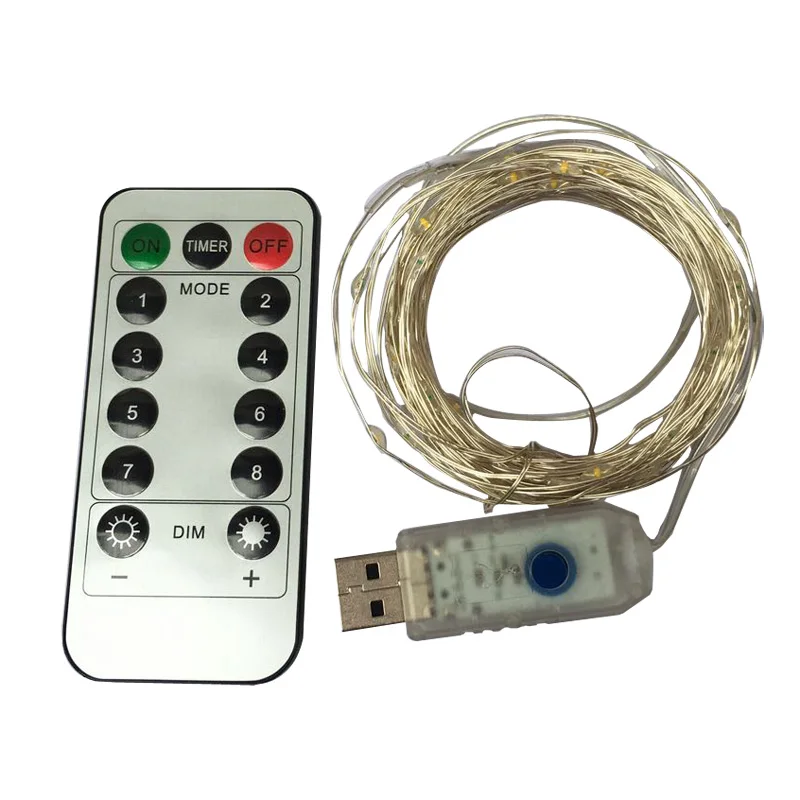 

5V 10m USB LED string lights 8 Modes with remote controller Blink garland fairy light holiday christmas wedding Party decoration