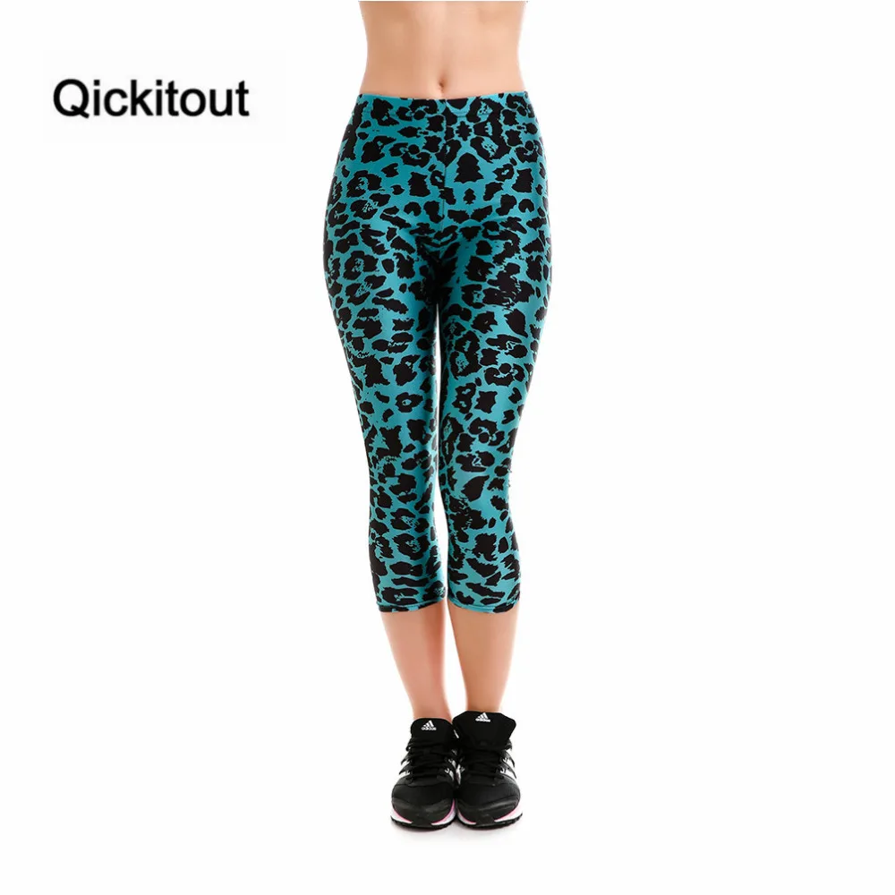 

Qickitout Pants Fashion Plus Size Women's Fitness Capris Pants Slim Leggings Sexy Green Leopard Breathable Quick Dry Trousers