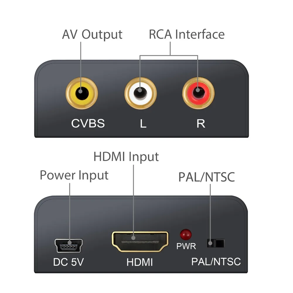Neoteck HDMI TO AV Scaler Adapter HD Video Converter Box 1080P HDMI2AV Support NTSC PAL Video Conve