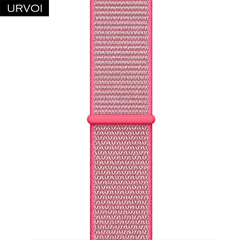 Спортивная петля URVOI для apple watch series 5 4 3 2 1 ремешок для iWatch band для NIKE+ двухслойный светоотражающий крючок и петля - Цвет ремешка: Hot Pink