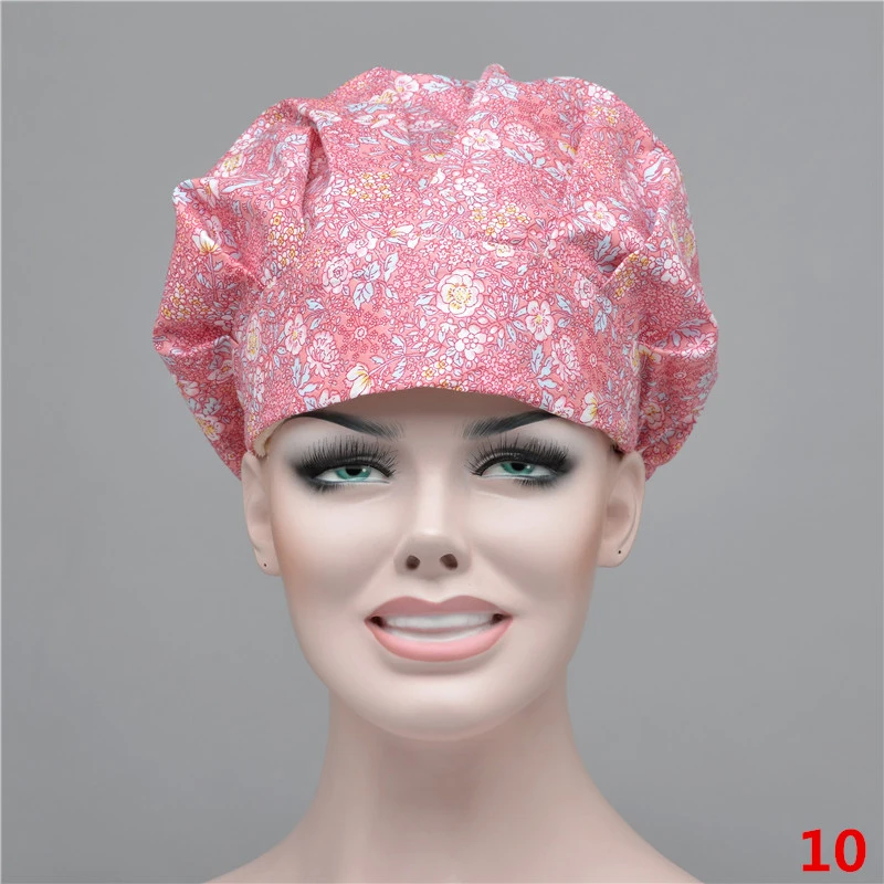 11 Colors Floral Printed Cute Scrub Caps High Quality Gourd Hat Clinic Hospital Dental Surgical Laboratory Pharmacy Medical Caps - Цвет: 10