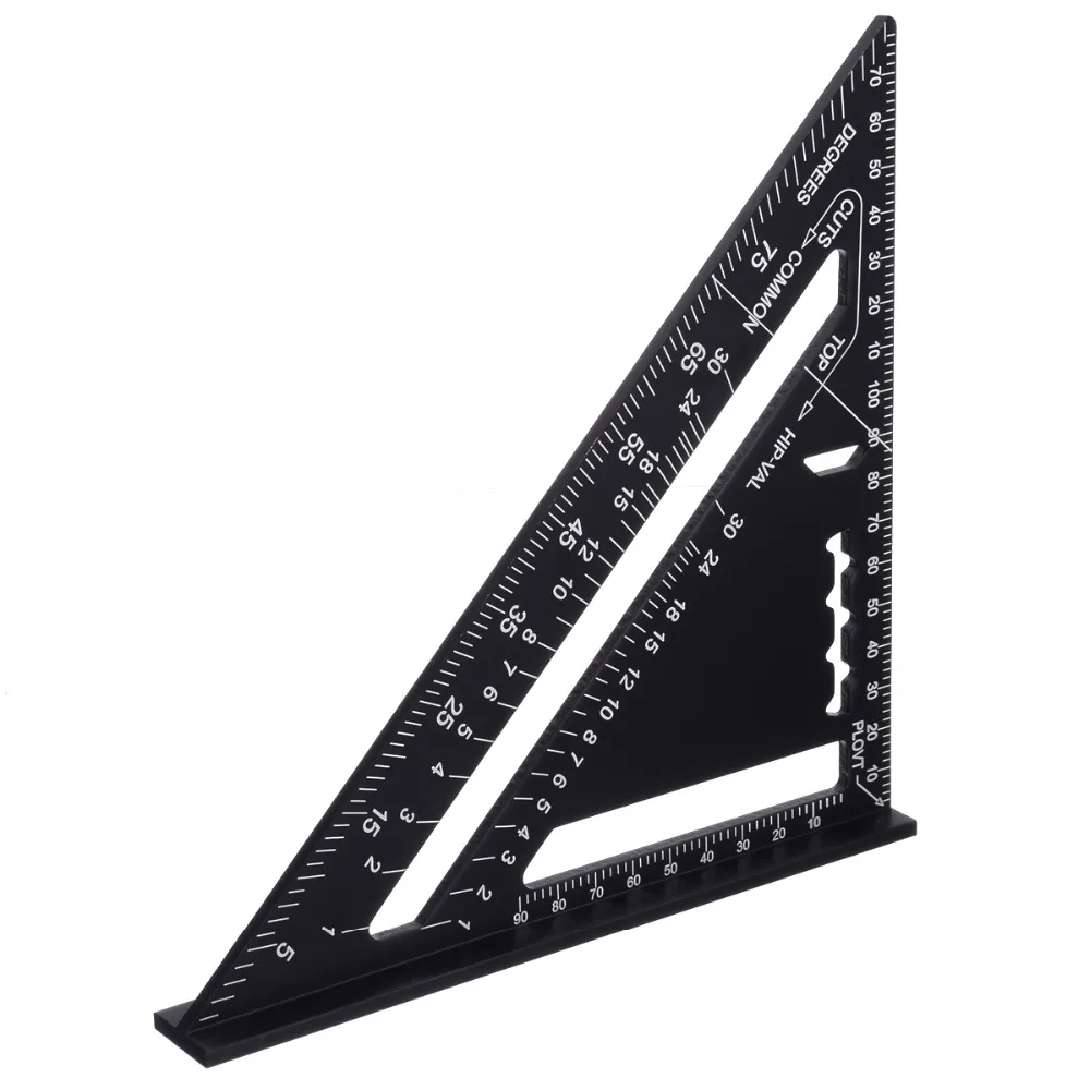 7inch Metric System Measuring Ruler Aluminum Alloy Speed Square Roofing Triangle Ruler for Woodworking Measuring Tools