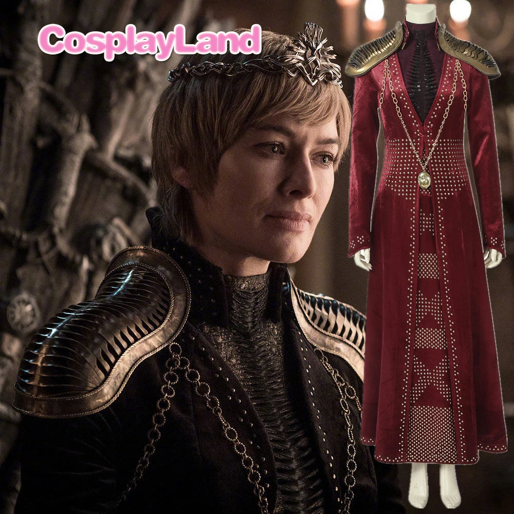 

New Game of Thrones Season 8 Queen Cersei Lannister Dress Cosplay Costume Halloween Party Cosplay Outfit Custom Made