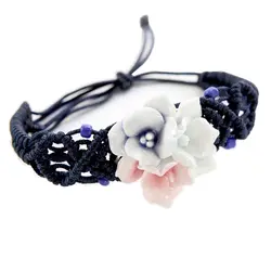 Тканые браслет в китайском стиле керамический цветок браслет запястье (три цвета)
