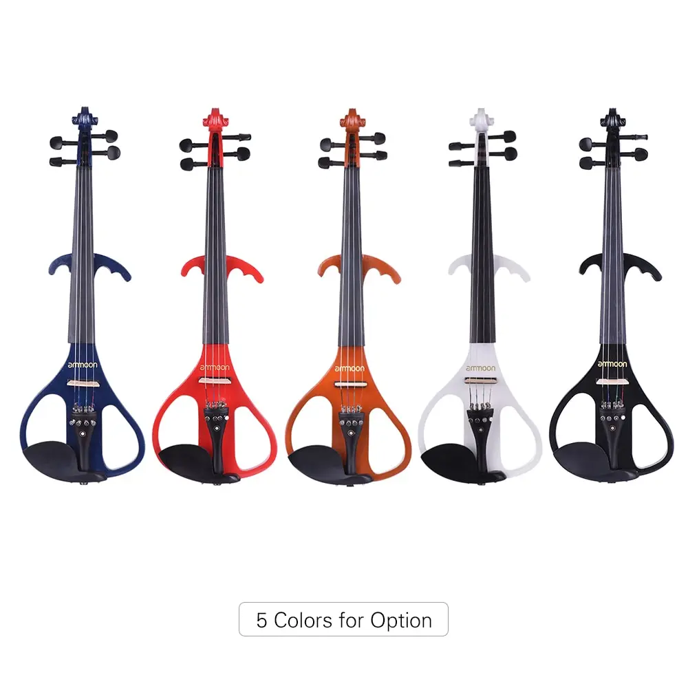 

ammoon Full Size 4/4 Solid Wood Electric Silent Violin Fiddle Style-4 Ebony Fingerboard Pegs Chin Rest Tailpiece