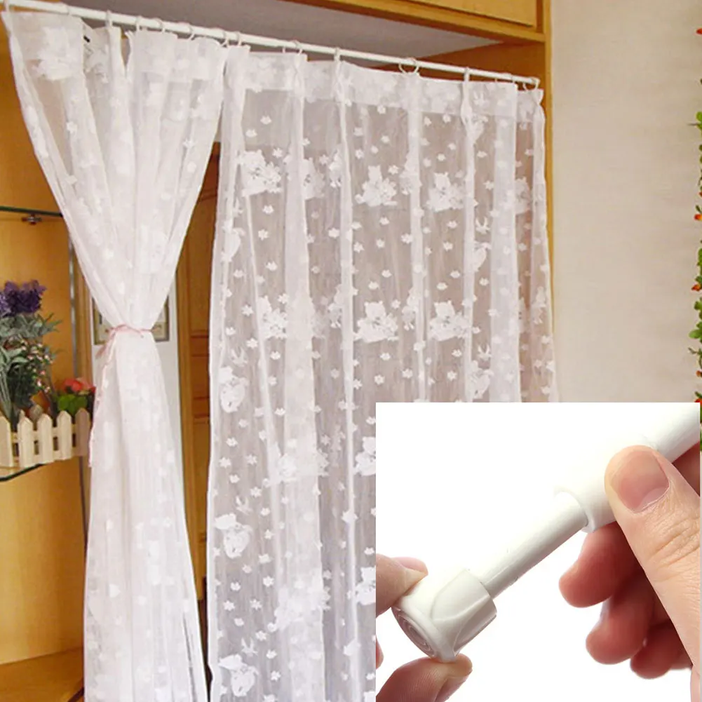 70 124cm Extending Telescopic Rod Pole Spring Net Shower Valance