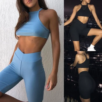 

Hirigin Beach Summer Women Two-Piece Plain Romper Crop Top Shorts Jumpsuit Set Outfits