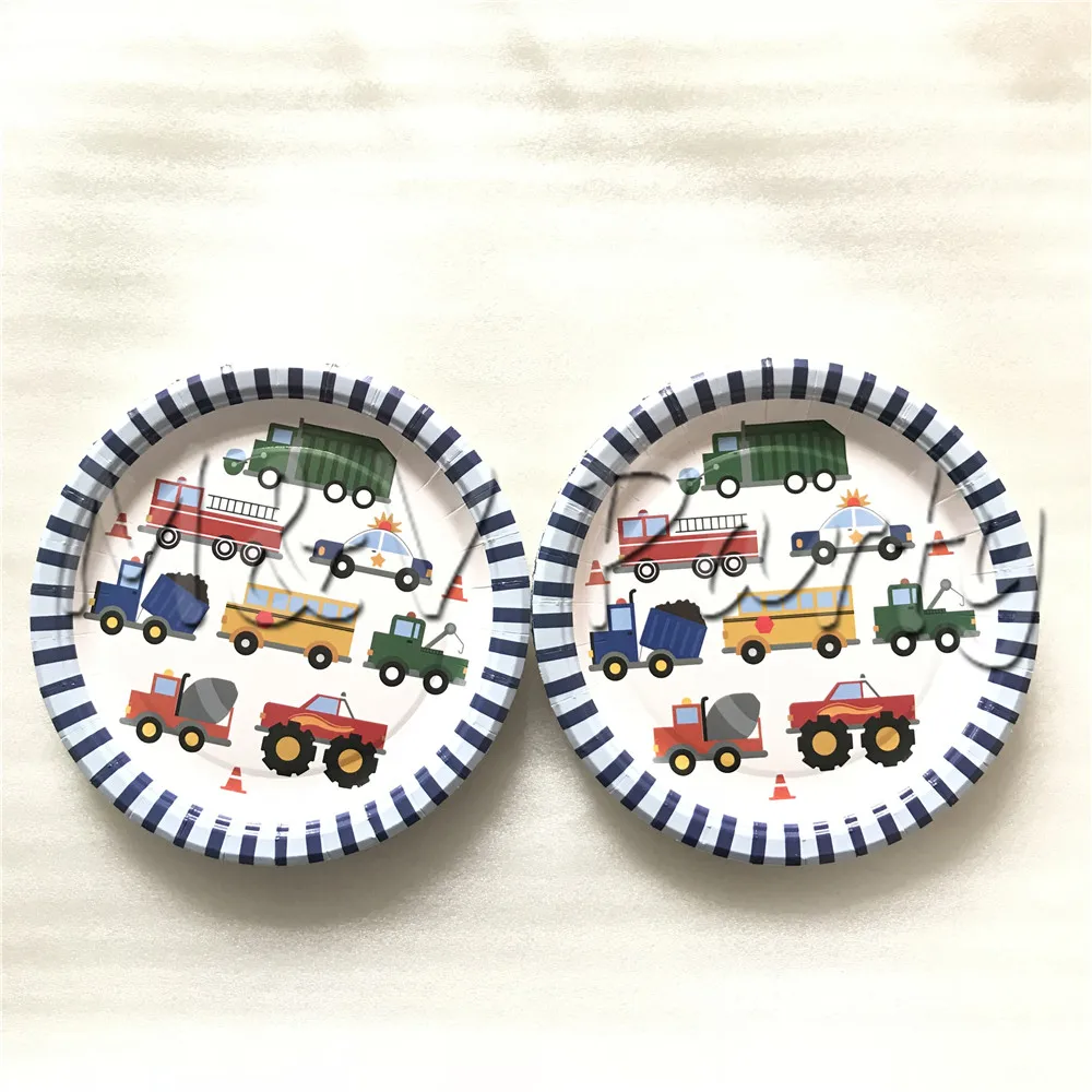 M&V Creative Cartoon Cars Theme Birthday Party Disposable Tableware Set Plate Cup Napinks Baby Shower Party Supplies Decorations