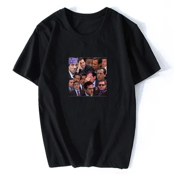 

The Office Set Michael Scott Face T-shirts Casual Harajuku Streetwear Summer Clothing T Shirts Cotton Hip Hop O-Neck Tees Tops
