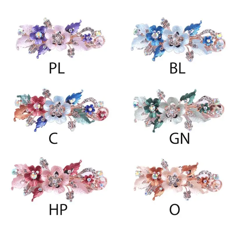 Женская Эмаль Окрашенные конфеты цвет ювелирные изделия металлические цветы эластичный зажим для волос заколка для волос горный хрусталь бисером Свадебная заколка