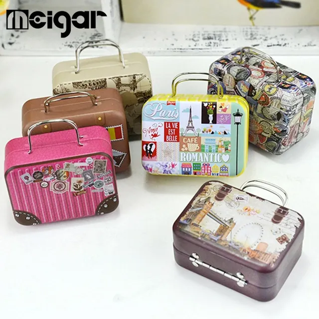 Money Box Tin Retro Suitcase Storage Container 1pc Continental Mini Money Box Tin Retro Suitcase Storage Container 1pc Continental Mini Handbag Candy Rectangular Small For