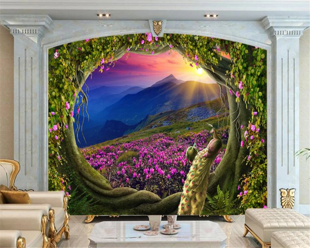 Beibehang Customize Any Size 3d Wallpaper Magical Magic Garden Peacock Wall 3d Wallpaper Papier Peint Wallpaper For Living Room Wallpapers Aliexpress