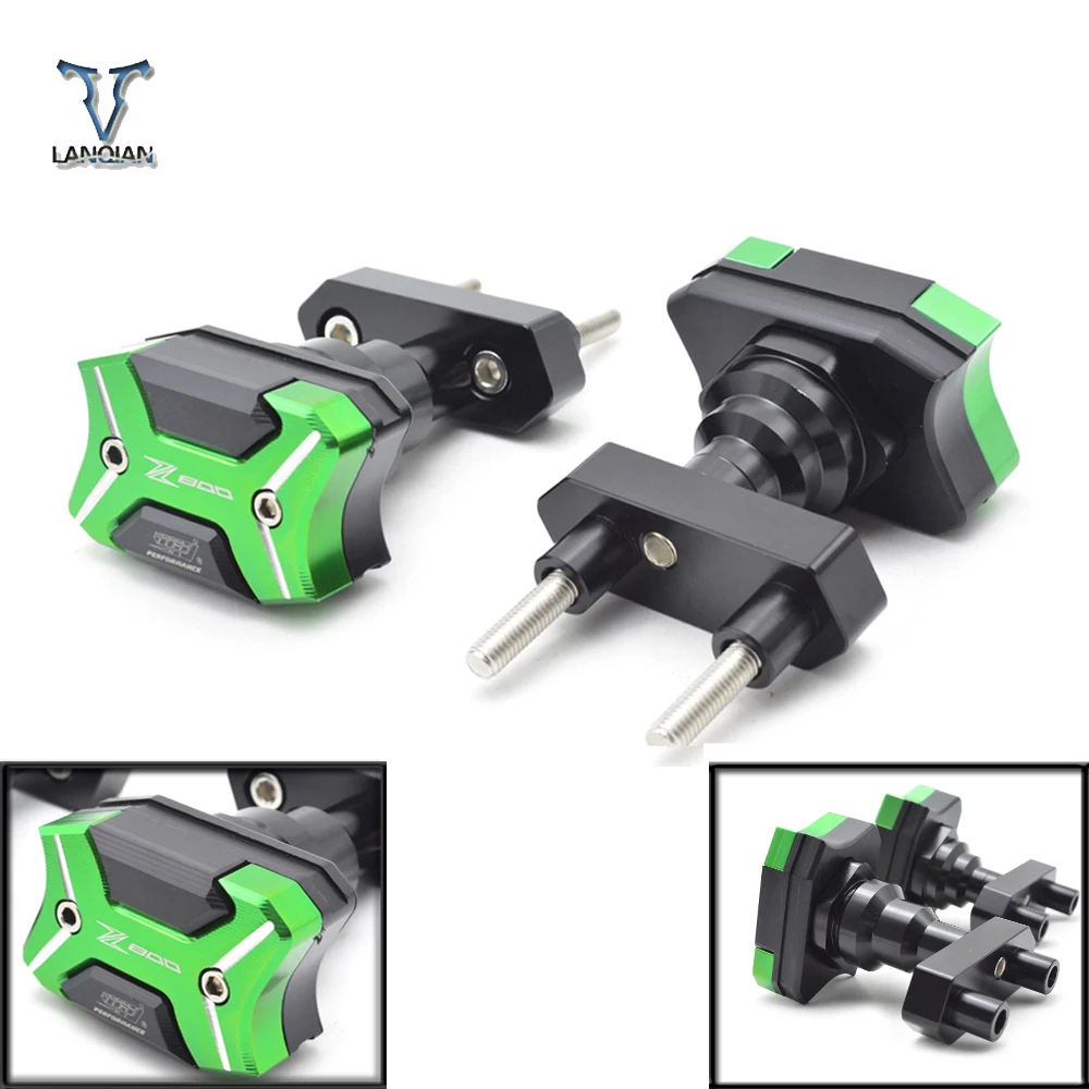 Set Frame Sliders Crash Engine Guard Pad CNC Aluminium Motorcycle Side + Swingarm Sliders Spools for Kawasaki Z800 ZR800