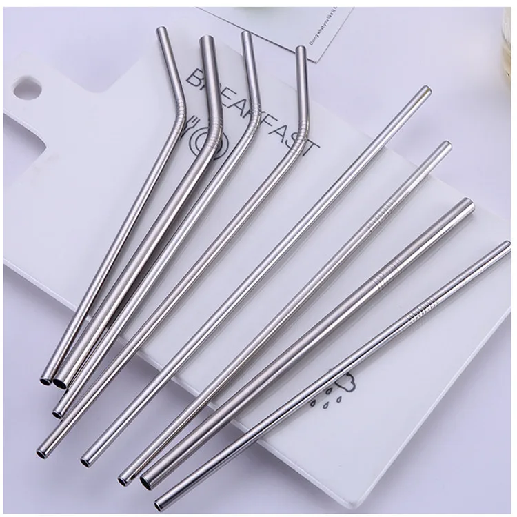 

21.5*0.6CM Drinking Straw Reusable Straws with Cleaner Brush Set High Quality Eco Friendly Stainless Steel Metal Straw For Mugs