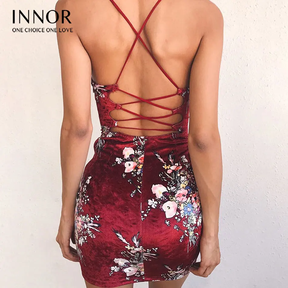 

Lace Up Back Floral Velvet Dress 2017 Botanical Women Sexy Cami Midi Summer Dresses Green Elegant Bodycon Party Dress