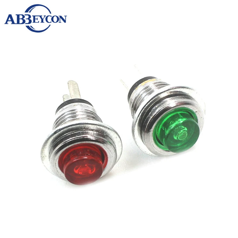 

8mm 1NO Mini Metal Push Button Switch High Round Head 2 Pins Momentary Button Red Green Button Switch