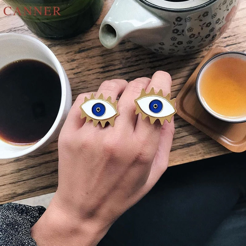 

1pcs Gold Color Evil Eye Ring Adjsutable Open Finger Rings for Women Midi Knuckle Ring anillos mujer C45