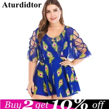 Танкини большого размера из двух частей с принтом пуш-ап летний купальник платье для плавания женская пляжная одежда купальный костюм Купальники Пляжная одежда 5XL