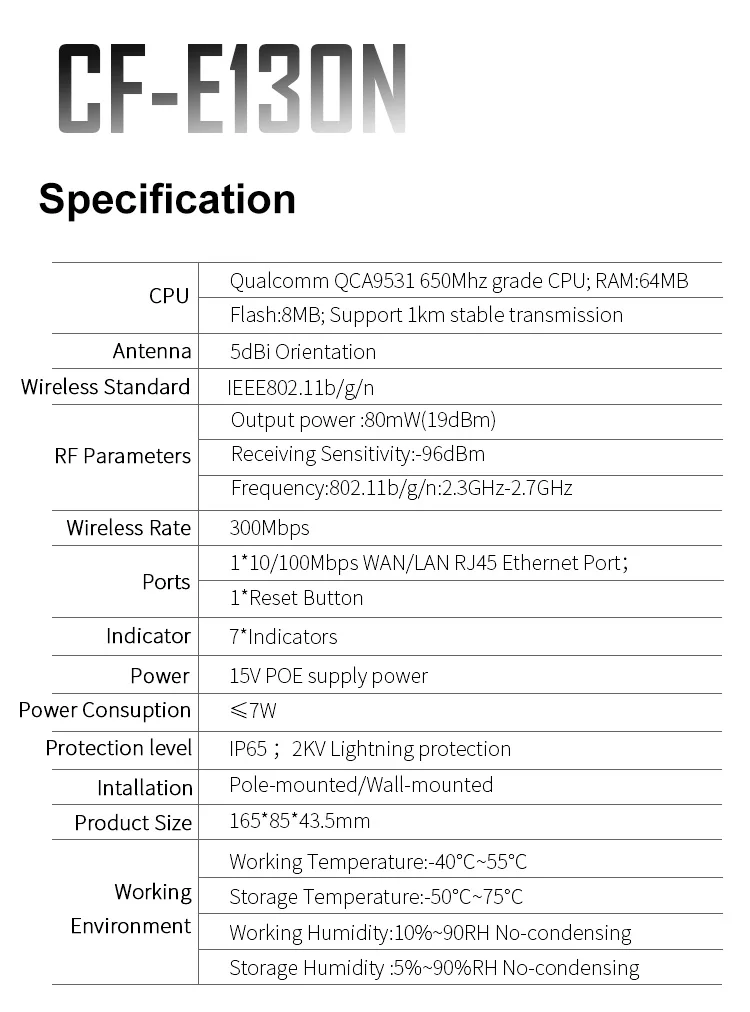 Comfast E130N 2,4 ГГц 300Mbs 5dBi телевизионные антенны Открытый CPE AP 1 км Long Range беспроводной мост точка доступа цифровой дисплей Wi Fi маршрутизатор