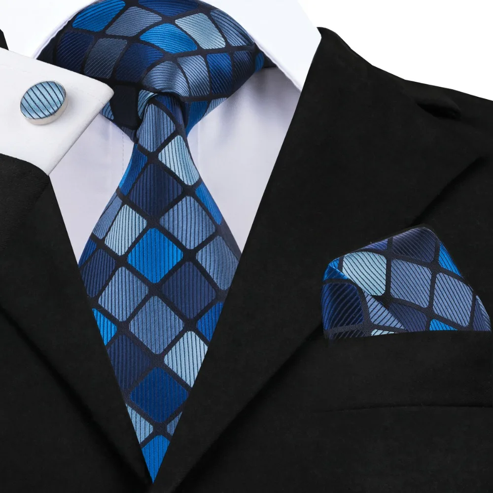 Buy SN 1149 Dark blue Navy blue Plaid Tie Hanky