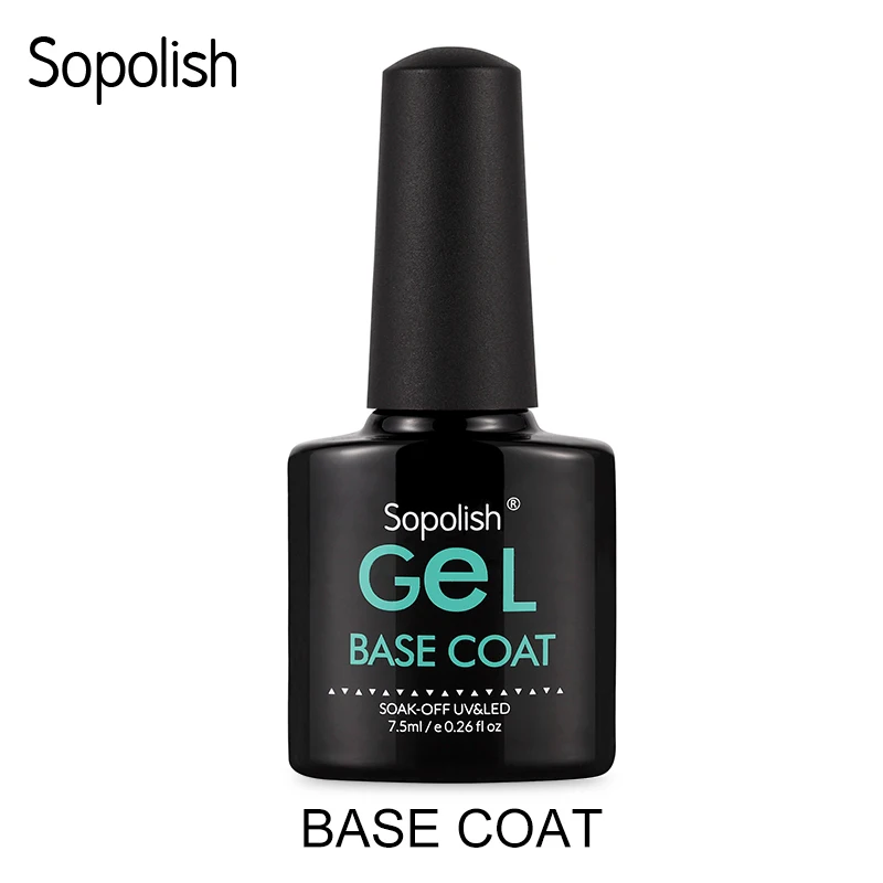 

Sopolish Base Coat 7.5ML black bottle Vernis Semi Permanent Nail Art Soak-Off UV/LED Gel Varnish Lamp Nail Manicure Gel Lacquer
