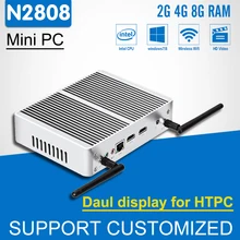 Новинка! 2 * HDMI Mini компьютер без вентилятора Мини-ПК Celeron N2808 HTPC Дисплей Intel Окна 10 Linux 300 м Wi-Fi настольный компьютер