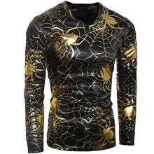 Tshirt Homme 2016 Long Sleeve T Shirt V-Neck Men T-Shirt Camisetas Cobwebs Bronzing Hombre Tee Shirt Homme Funny T Shirts XXL GS