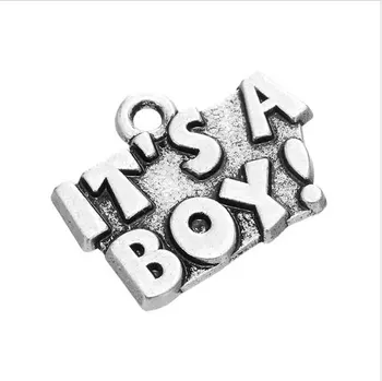 

RAINXTAR Wholesale It's A Boy Vintage Message Charms Alloy Letter Charms AAC817