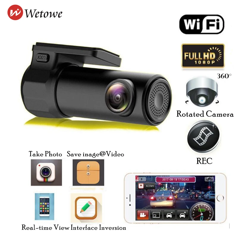 Wetowe 70ma Автомобильный видеорегистратор Мини Смарт WIFI DVR приложение видео рекордер