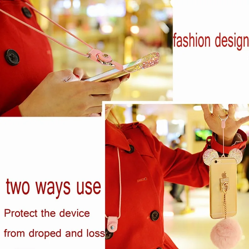 Portefeuille 4PCS Cell Phone Neck Lanyard Strap Necklace Rope Wrist hand Lanyard Key chain Charms for iPhone 6 S 7 8 Plus 5 Case (7)