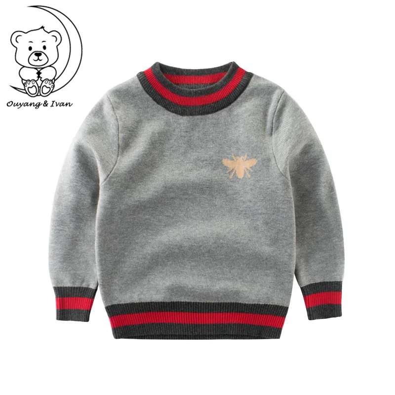 Ouyang&Ivan Bee Pattern Casual Style Autumn Knitted Boys Sweaters Students Children Clothes O-neck kids Thick christmas sweater