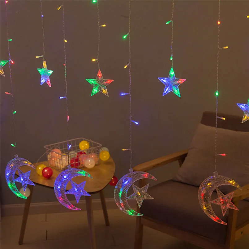 

Led Garland Light Window Curtain String Light Moon Star String Light Christmas Garland Decorations Luces De Navidad 20NE1